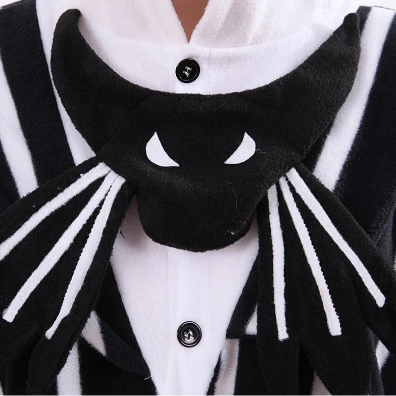 l2025l Halloween Kigurumi Skeleton Jack Onesies Piyama Unisex Dewasa Piyama Kostum Cosplay Hewan Onesie Baju Tidur Jumpsuit