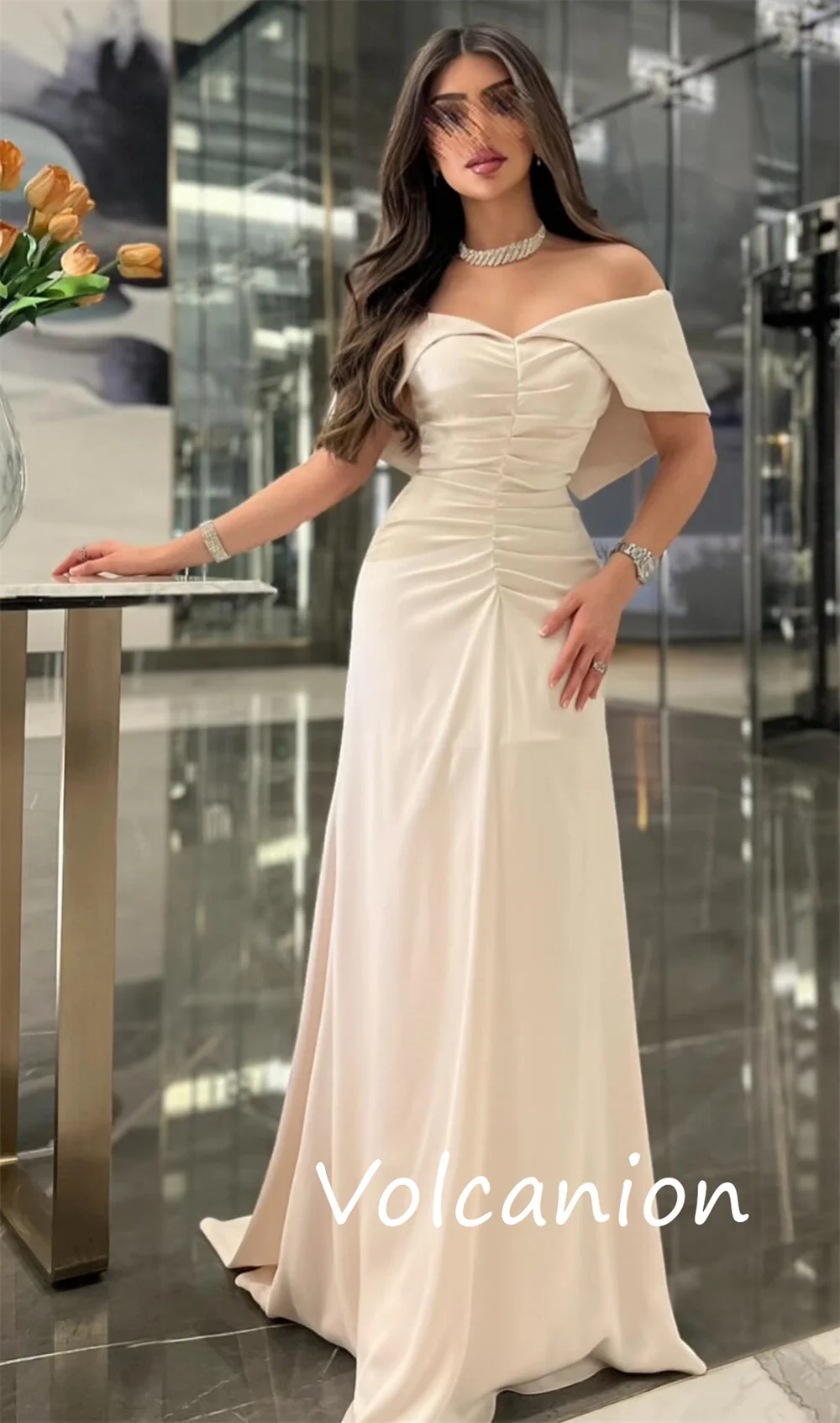 Vestidos largos personalizados con hombros descubiertos, Jersey exquisito plisado, corte en A, ocasión a medida, estilo moderno Retro