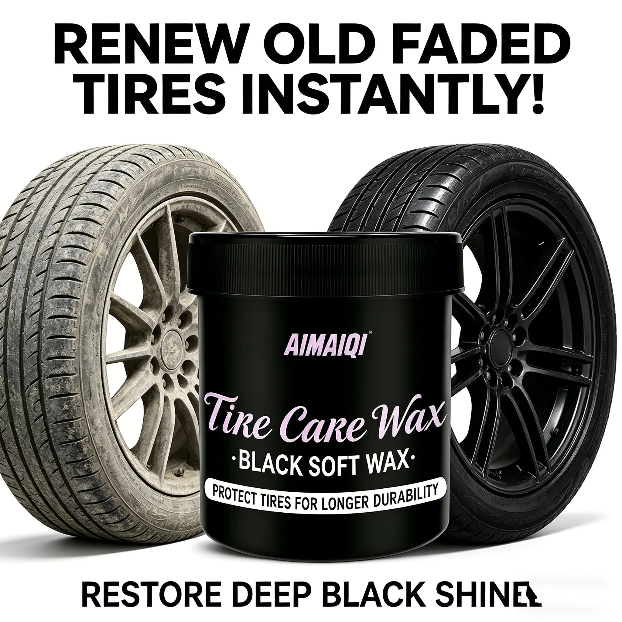 150g Car Tire Polish Wax, Durable Glossy Finish, Anti-Cracking & Weatherproof Protection