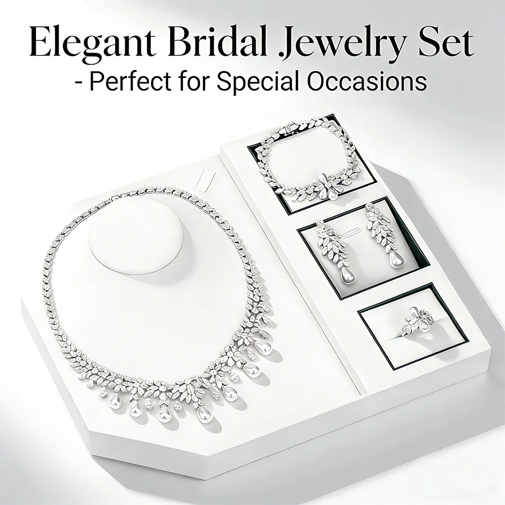 

Fashion imitation pearl set exquisite cubic zirconia necklace 4PCS high-quality Dubai women's wedding and celebration jewelry