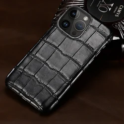 100% Natural Crocodile Leather Phone Case for iPhone 17 16 15 14 Pro Max Air 17Pro ProMax 16 Plus 15Pro 16Pro 14Pro Luxury Cover