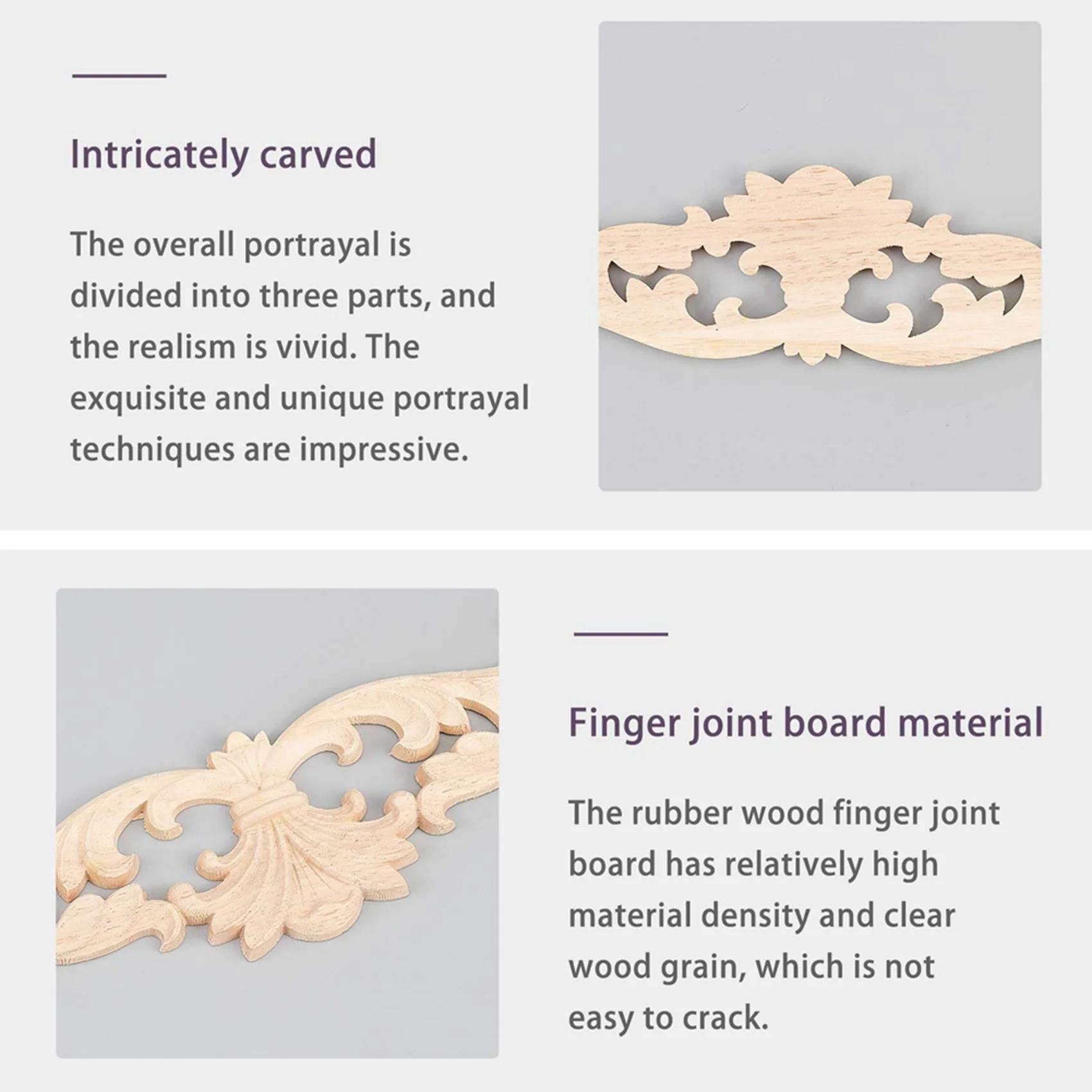 8Pcs Wooden Carved Onlay Appliques Wood Carving Decal Unpainted Furniture Decoration For Home Door Cabinet Decoration