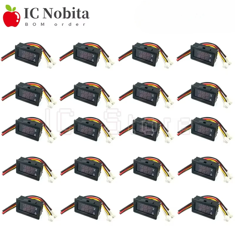 50PCS DC0-100V 10A LED DC Double Digit Display Voltmeter Ammeter Digital Head Blue Red