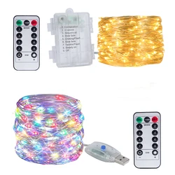 LED Copper Wire String Lamp USB Battery Powered Fairy Lamp Camping Garden Party Wedding Birthday Home Decoration Wreath