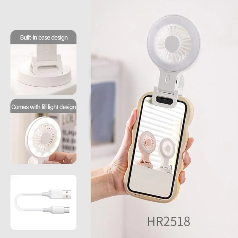 3 سرعة مروحة صغيرة مع LED LED المتكامل وسطوع الهاتف القابل للتعديل لتعزيز النشاط في الهواء الطلق والداخلي H05A