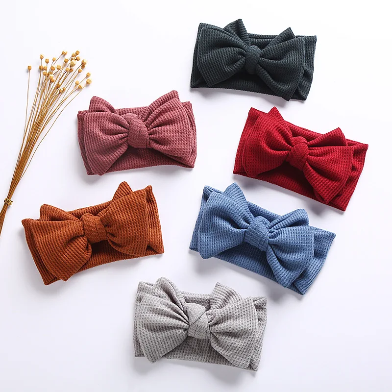 FOCUSNORM 19 Colors Infant Baby Girl Bow Headband Cute Stretch Bowknot Sweat Hair Bands Clothing Accessories