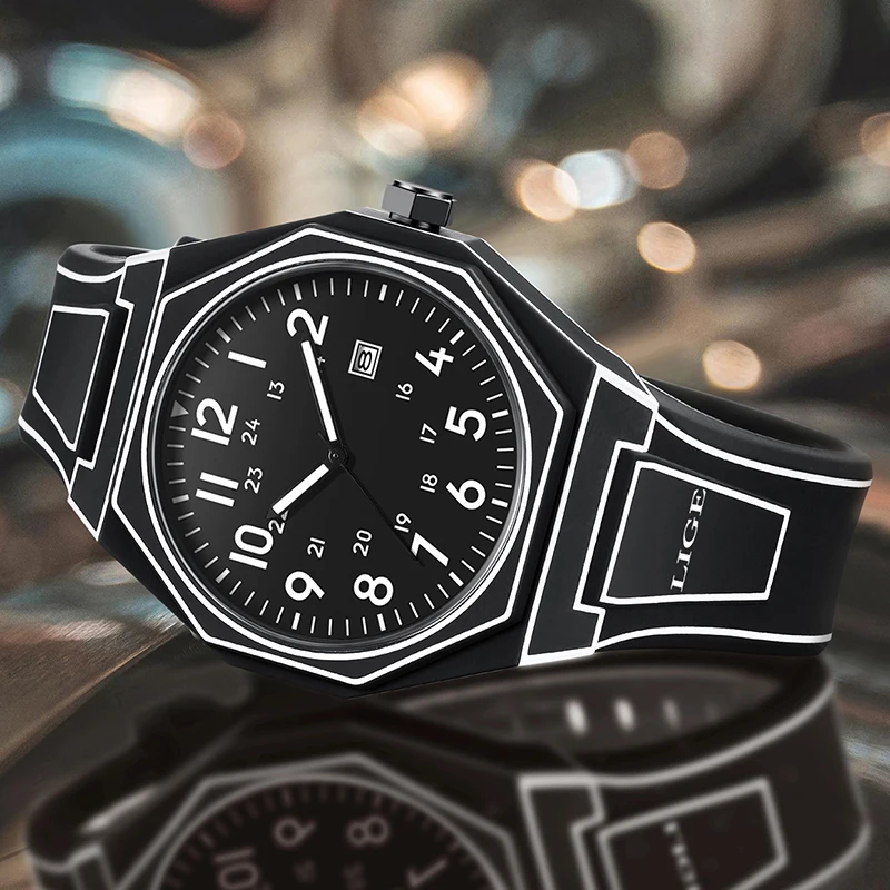LIGE 2025 New Fashion Graffiti Design Mens Watch Creative Watches Men Sport Waterproof Silicone Quartz Wristwatches Reloj Hombre