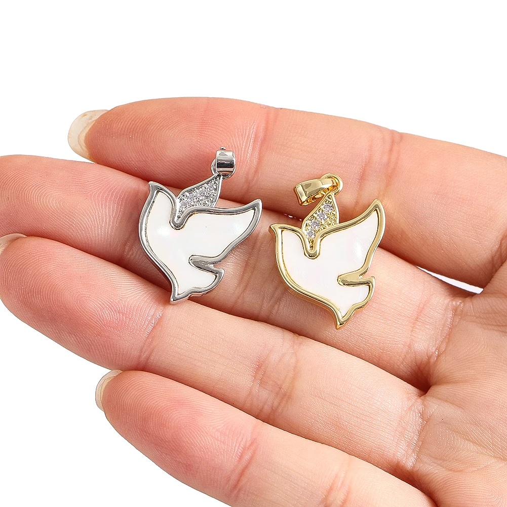 Gold-plated Miniature Charms Pigeon-shaped Inlay Zircon Design Fashion Jewelry Accessories DIY Making Necklace Earring Ornaments