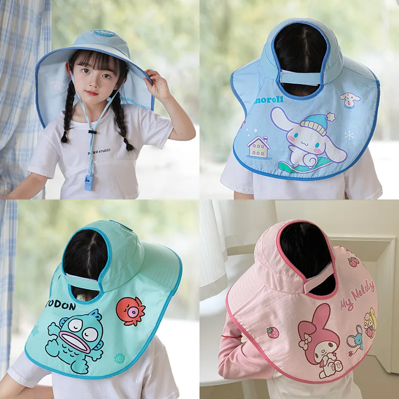 

2024 Cute My Melody Summer Sun Hat Sanrio Kawaii Anime Cinnamoroll Hello Kitty Y2K Fisherman Hat Uv Protection Gift for Kids