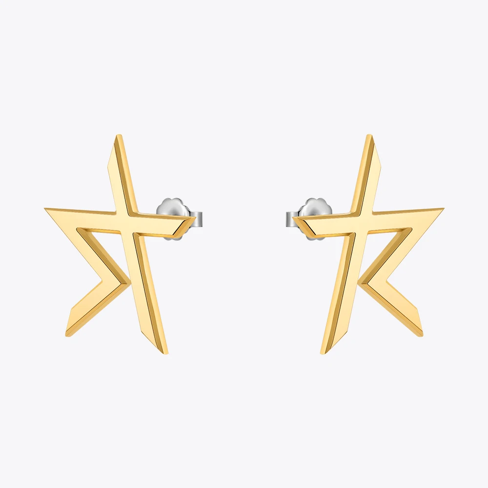 ENFASHION Thunder Star XL Stud Earrings For Women Christmas Stainless Steel Earings Pendientes Gold Color Fashion Jewelry 221469