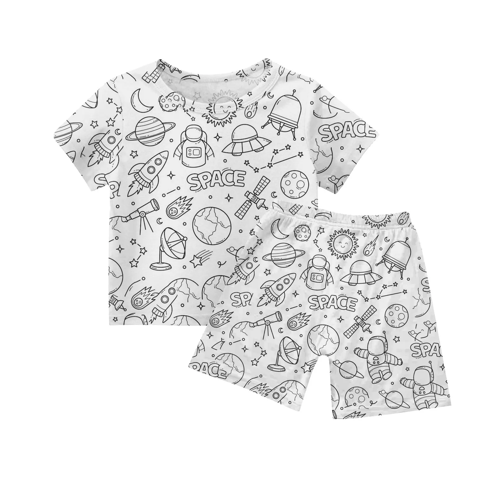 Kid Can DIY Hand Painted Homewear Pajama Sets For Boy And Girl Fashion Cool Cartoon Summer Suit Fashion Loose Comfy Clothes