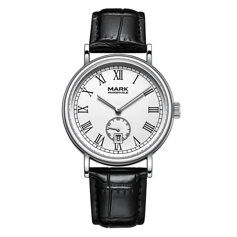 Men's Automatic Mechanical Watch with Date Display Stainless Steel Case Genuine Leather Strap Transparent Case Back 40mm  Dial