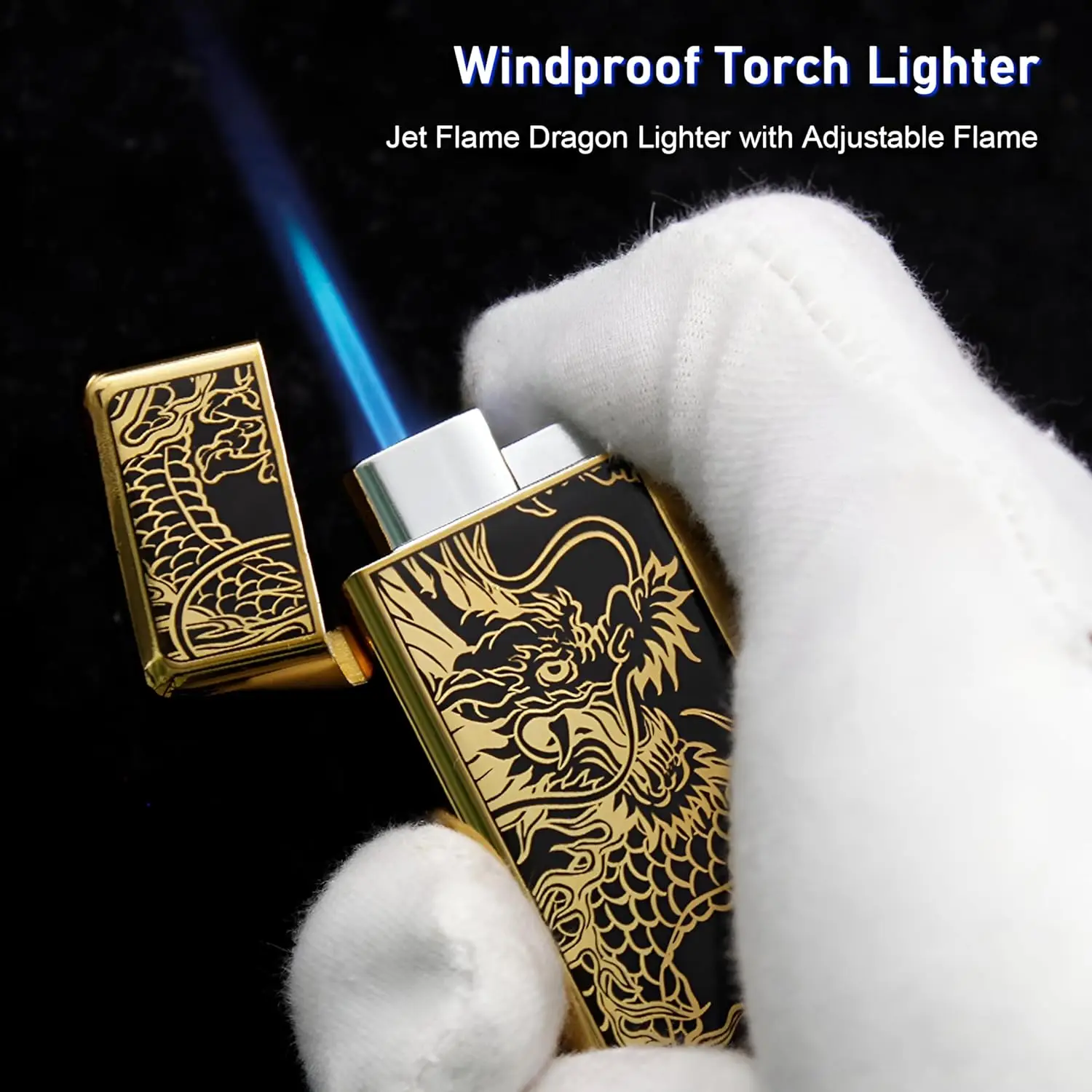 

2 Pack Windproof Cigarette Lighter Jet Flame Torch Lighter Refillable Butane for Cigar Gifts Family Use(Without Butane Gas)