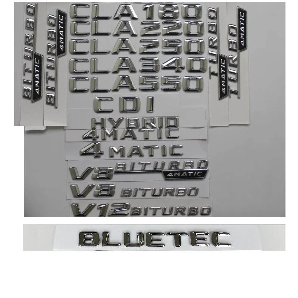 

Chrome Silver Trunk Rear Letters Badge Emblems for Mercedes Benz CLA45 CLA35 AMG CLA200 CLA220 CLA260 CLA300 CLA400 4MATIC CDI