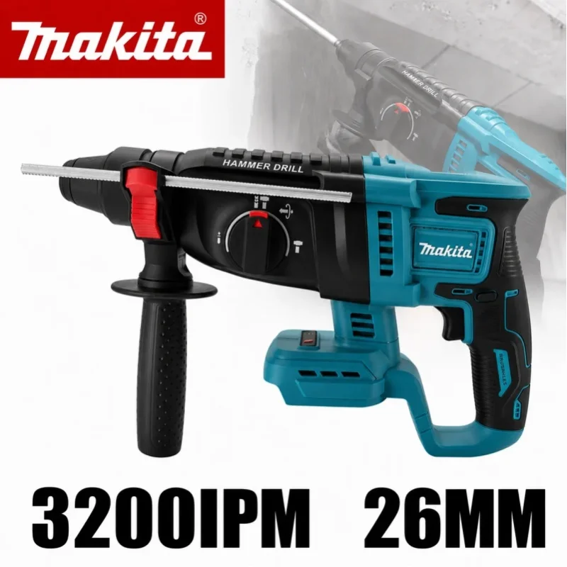 Makita Akku 26mm Bürstenloser Elektrischer Bohrhammer Kabelloser Schlagbohrer Elektrowerkzeuge für Makita 18V Akku Multifunktionaler Bohrhammer