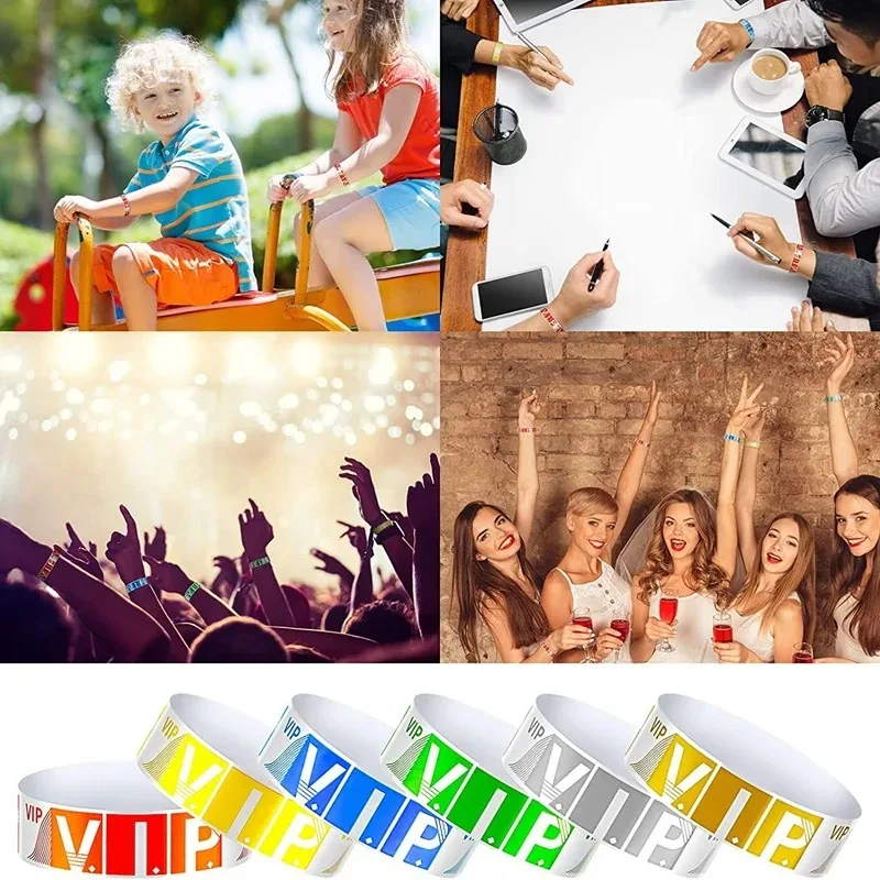 600 Pack VIP Paper Bracelets VIP Wristbands Waterproof VIP Wristbands Neon Colored Wristbands Variety For Events Party