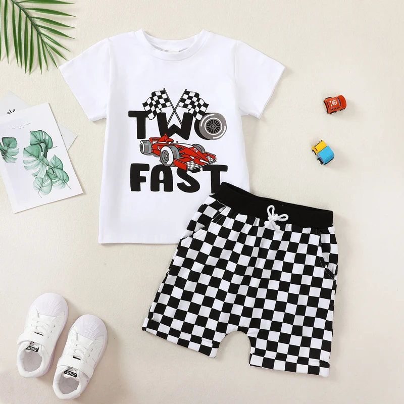 Baby Boy 2nd Birthday Outfit Two Fast Birthday Outfit 2 Year Old Race Car Birthday Outfit Shirt Shorts