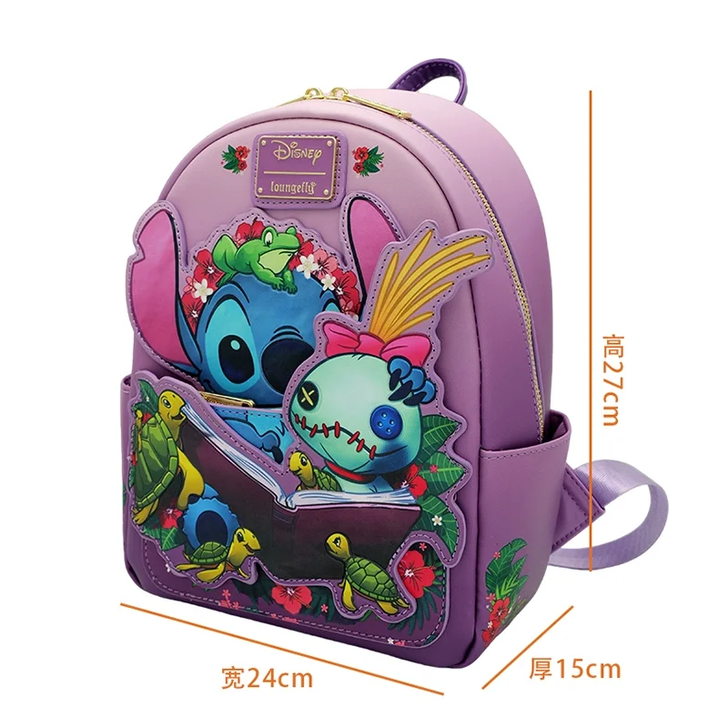 

Lilo Stitch Story Time Backpack High Quality Pu Leather Double Strap Shoulder Bag Students Schoolbag Reward Present Backpack