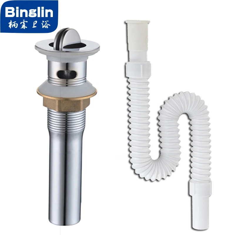 BINGLIN Washbasin Bouncing Drainer Set Press-Type Washbasin Basin Basin Deodorant Downpipe