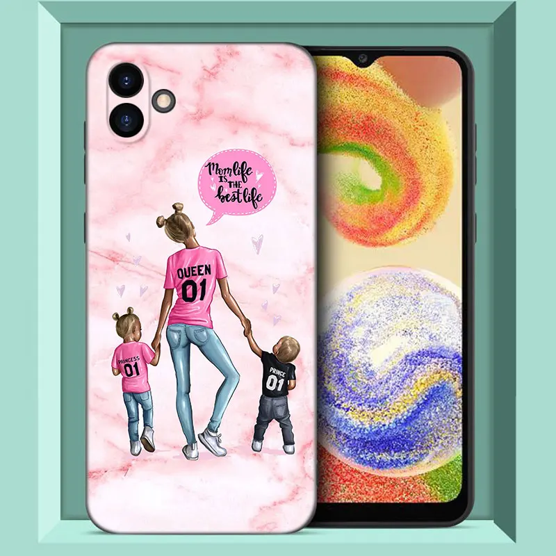 Baby Mom Girl Pink Black Phone Case For Samsung Galaxy A01 A03 Core A04 E A02 A05 A10 A20 A21 A30 A50 S A6 A8 Plus A7 2018 image 3