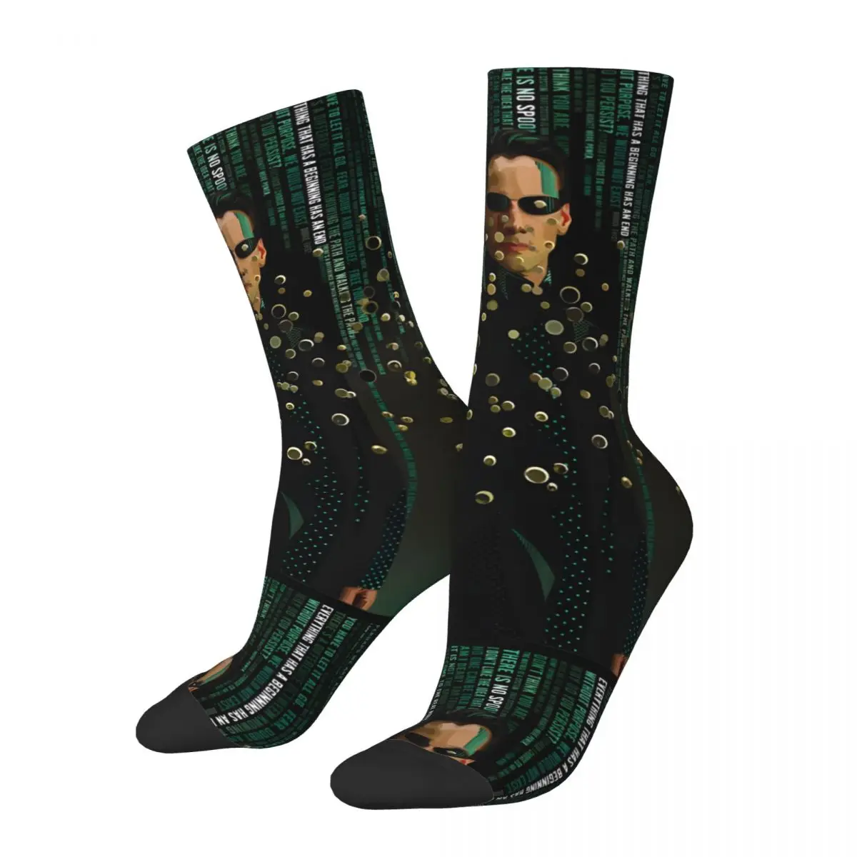 Happy Funny Neo, Quotes Vintage Harajuku The Matrix Street Style Novelty Casual Crew Crazy Sock