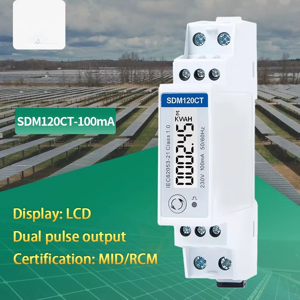 

SDM120CT-100mA Rs485 Modbus Single Phase Electric Din Energy Smart Breaker Meter Digital Power Smart Meter Electricity