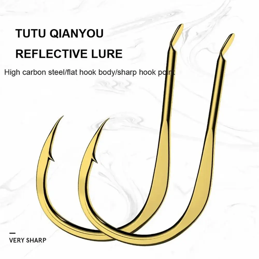

20Pcs/Pack High Carbon Steel Golden Fishing Hooks Barbed Sharp Barbed Hook Puncture Strong Flat Gold Fish Hooks