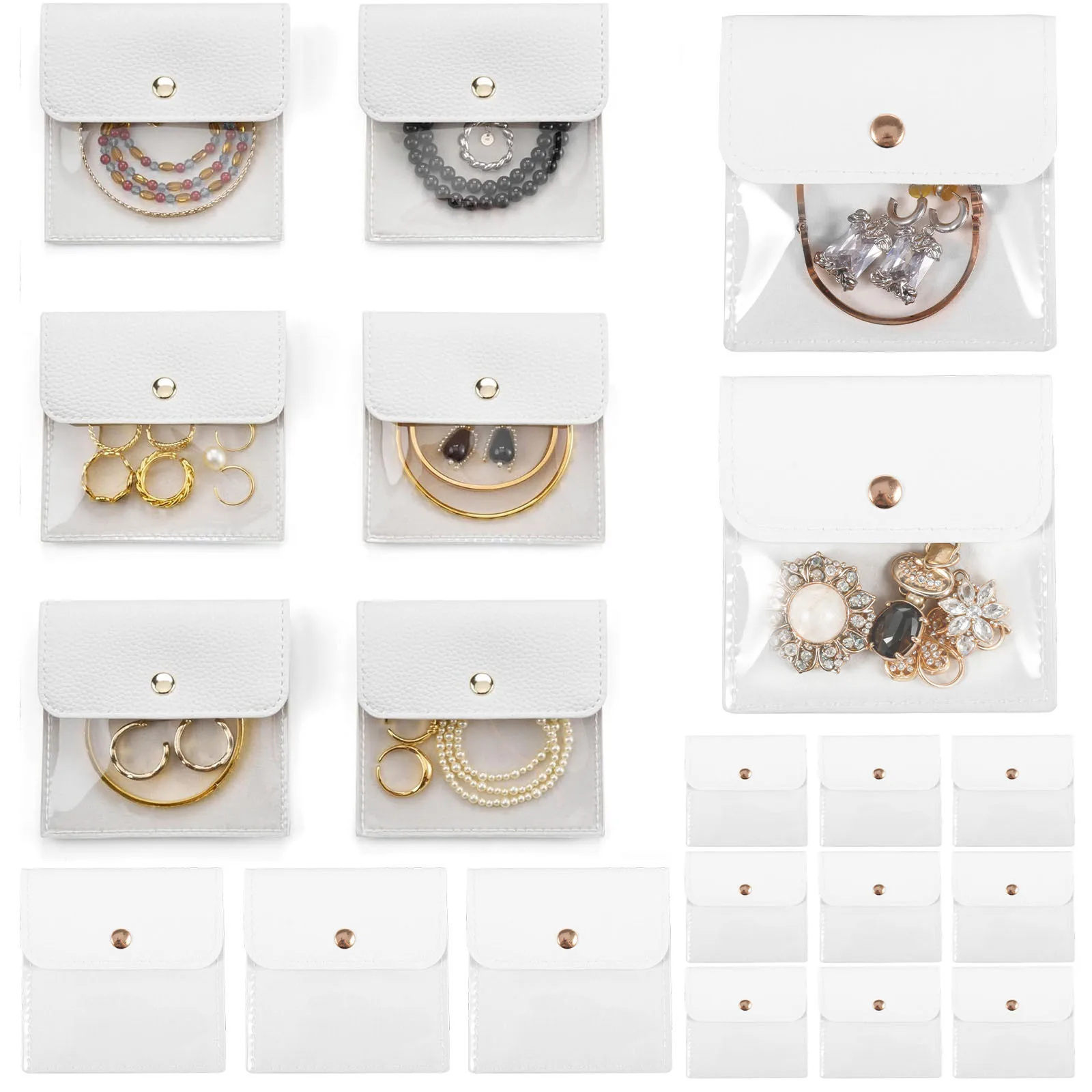 

12/36Pcs Small PU Leather Jewelry Pouch Jewelry Bag for Travel Clear Earrings Jewelry Bags Traveling PU Leather Organizer Bags