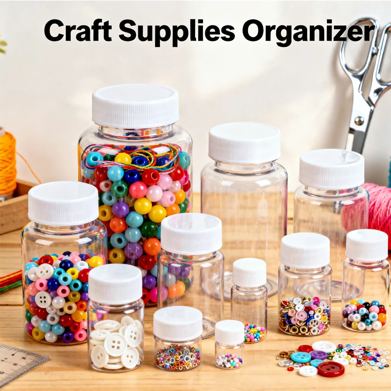 100 قطعة 15/20/30/50/60/80/100 مللي زجاجات دواء بلاستيكية شفافة قابلة لإعادة الملء مصممة لتوزيع أقراص مسحوق حبوب السفر الصغيرة #6