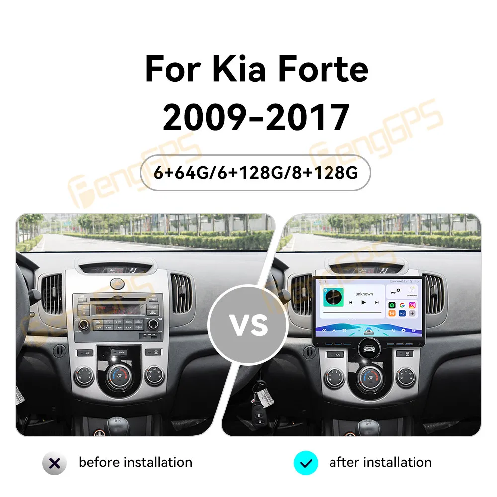 For Kia Forte 2009-2017 Android Car Radio Multimedia Video Player Wireless Carplay Autoradio Stereo GPS Navigation Head Unit