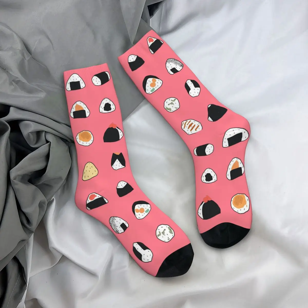 3D printing cosy Unisex Socks,Windproof Onigiri Sushi Food Pattern Interesting Four Seasons Socks