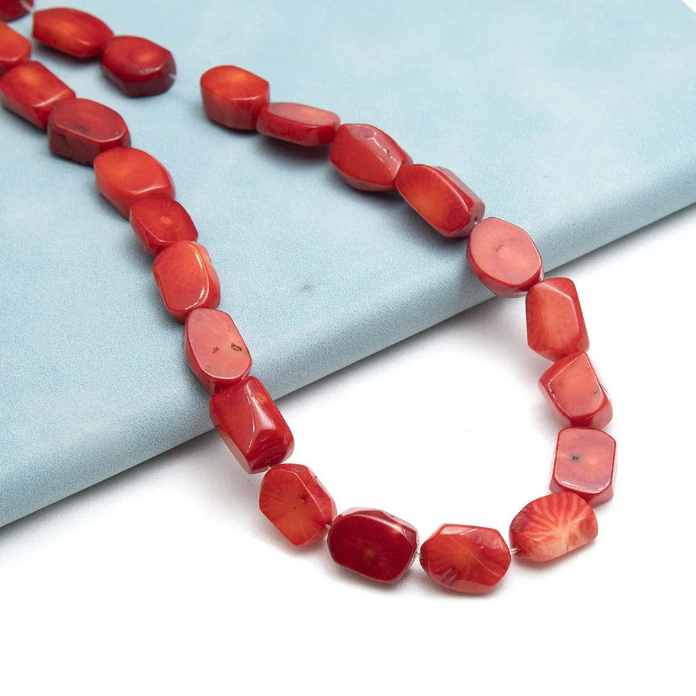 10x13 مللي متر-10x15 مللي متر المرجان الطبيعي فضفاض الخرز عزل الخرز قطعة مسطحة غير النظامية شكل الأحمر سحر سوار ذاتي الصنع قلادة أقراط