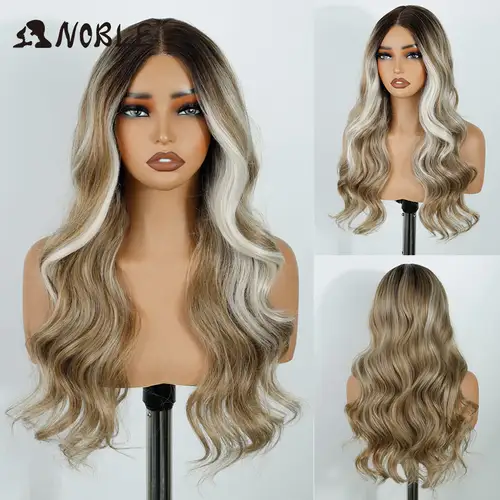 Noble 24Inch Synthetic Lace Front Wig Blonde Ombre Body Wave Hot Sale Fast Shipping Heat Resistant Glueless Wig for Women Daily - Image 9