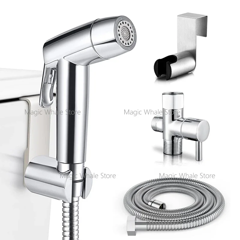 Toilet Hand Bidet Faucet Bathroom Bidet Shower Sprayer 1.5M Hose Tank Hooked Holder Easy Install for Women's Health Protection