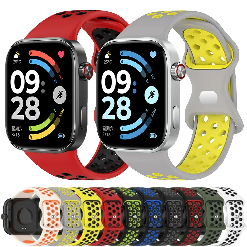 Sport-Silikonarmband für Redmi Watch 6 5 4 Ersatzband Atmungsaktives Smartwatch-Armband Xiaomi Mi Band 8 Pro Mi Band 9 Pro