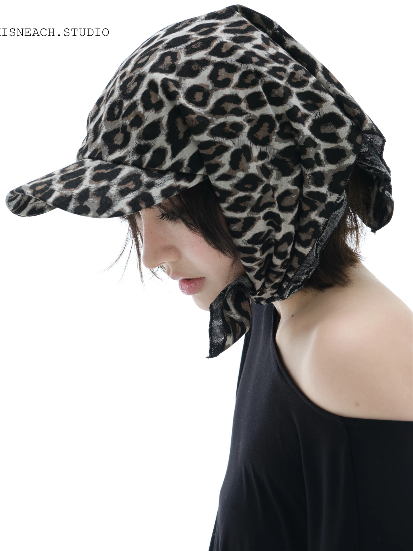 

Wild Leopard Print Baseball Cap Adjustable Strap Headscarf Decorative Large Head Circumference Couple's Duckbill Cap