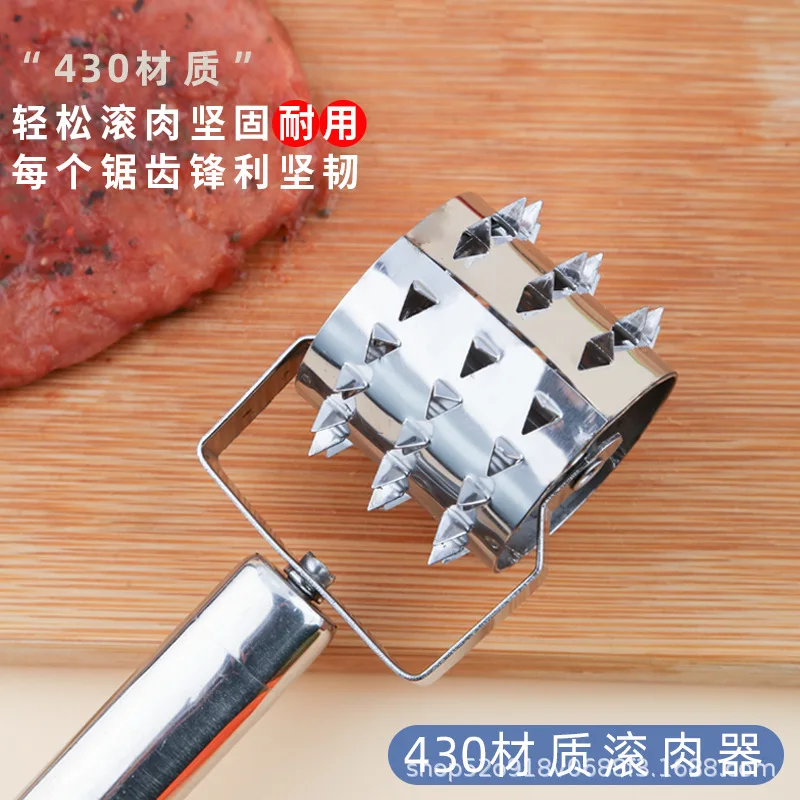 Stainless Steel Meat Tenderizer with Dual-Sided Texture for Pork Chicken Steak Skin Puncture and Flavor Infusion Ideal for Home