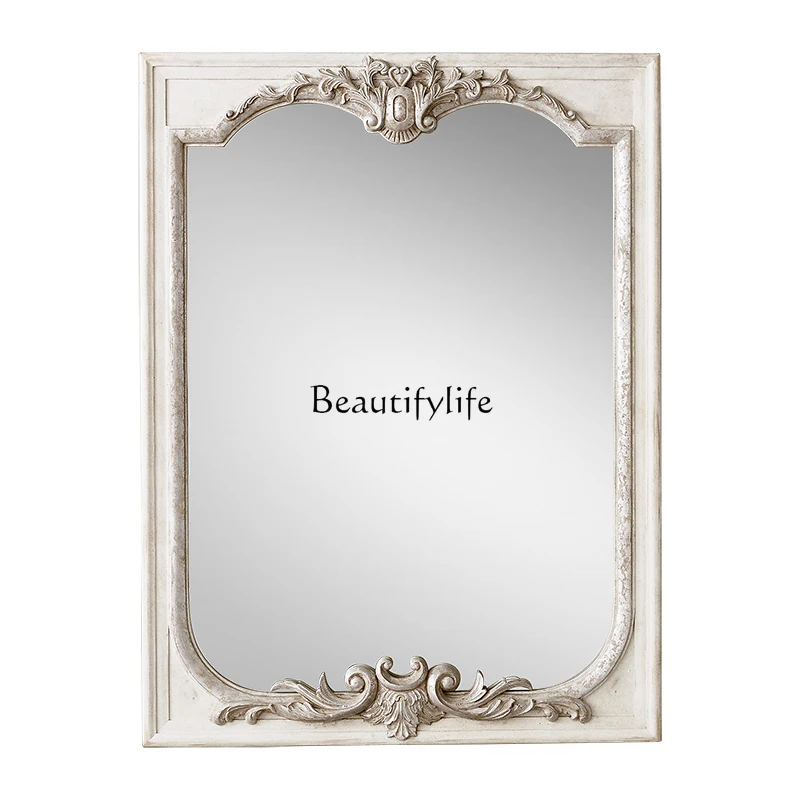 

*French vanity mirror, European retro bathroom mirror, fireplace, wall-mounted antique decoration
