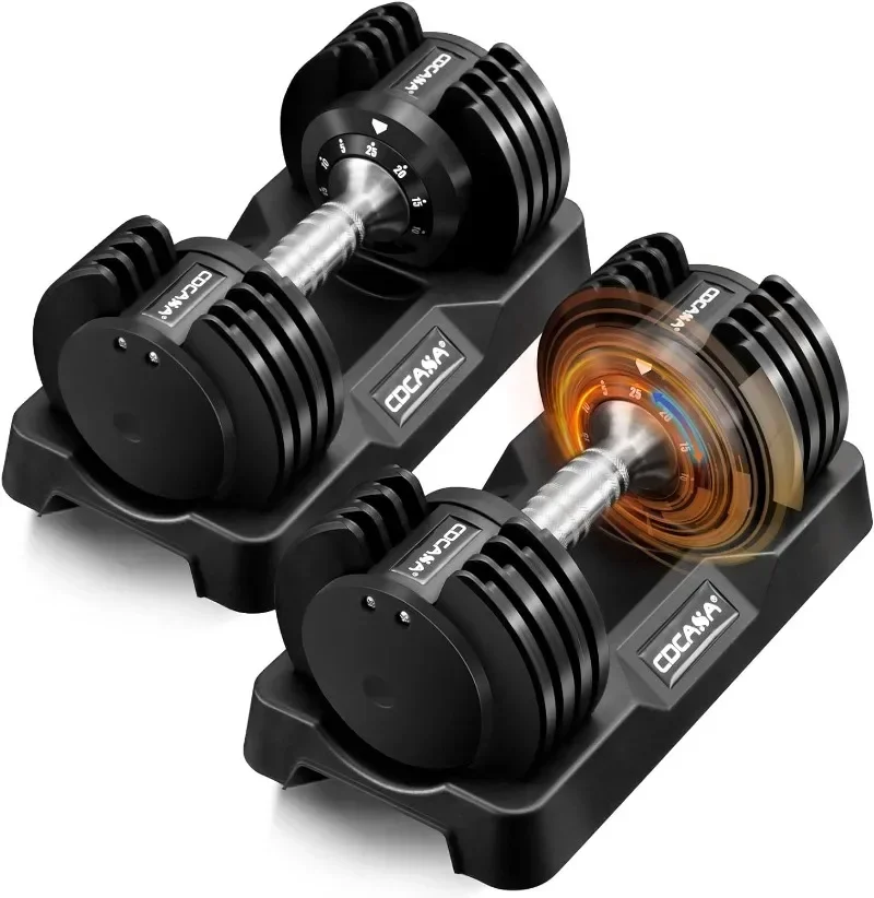 Adjustable Dumbbell Set 25lb/55lb Free Weight Set Pair Fast Adjust Dumbbell Weight for Exercises Dumbbells for Men and Women