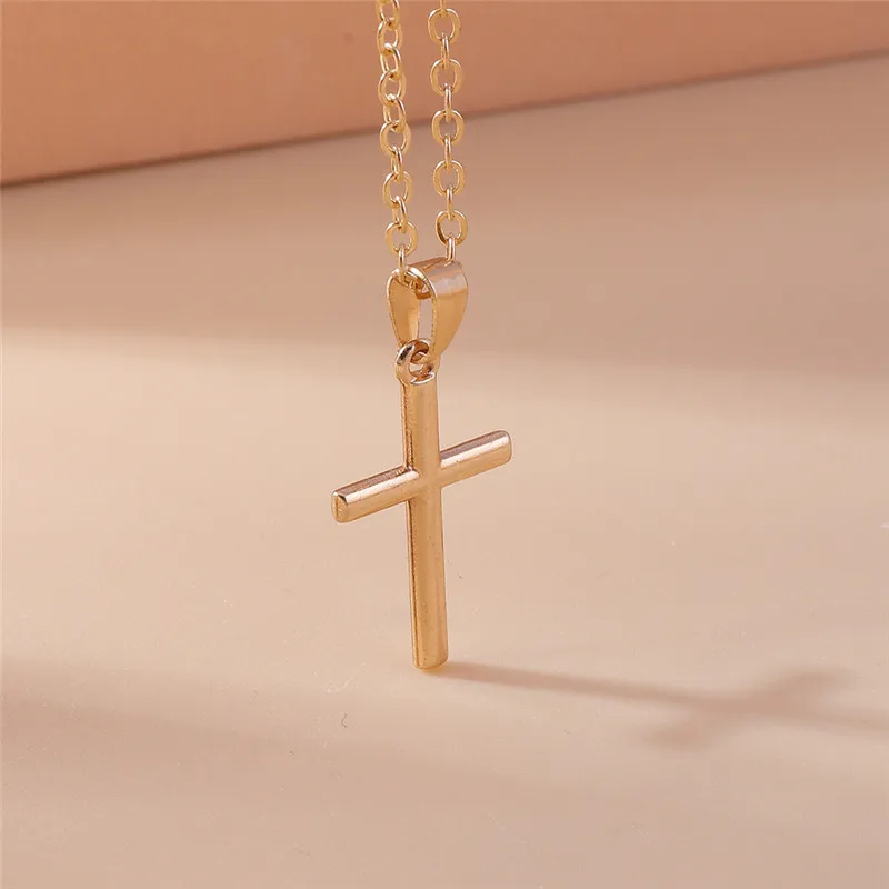 Aihua Fashion Cross Necklace for Women Men Gold Silver Color Jesus Crucifix Necklace Christian Jewelry Wholesale