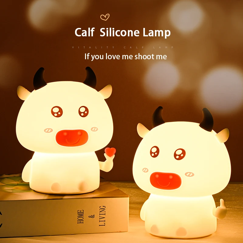 

Colorful Life Calf Silicone Lamp Children's Bedside Night Light Rechargeable Night Lamp Kids Lighting Birthday Christmas Gifts