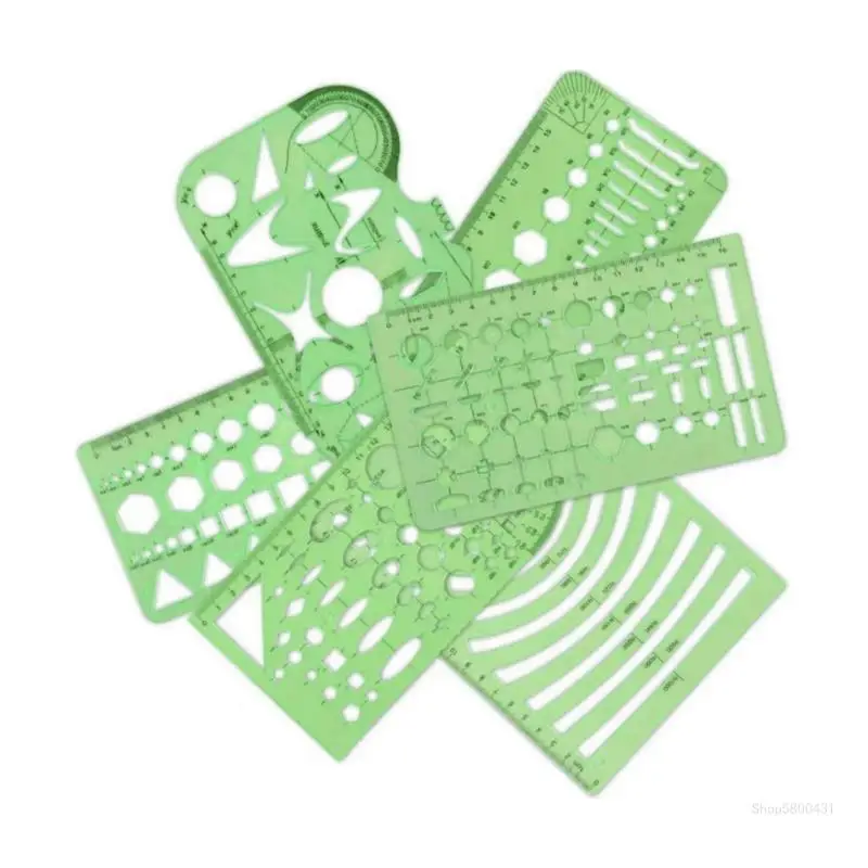 11Pcs Multipurpose Geometric Drawing Templates Geometric Stencil Ruler Measuring Templates for Engineering Quilting