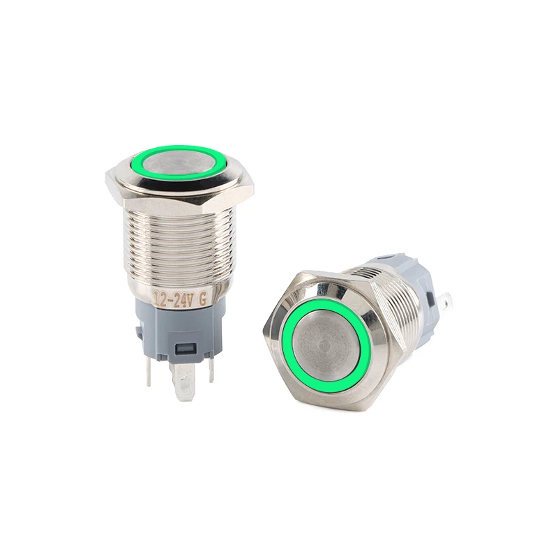 Waterproof Stainless steel Metal Button Switch 16mm Car Engine Power Switch 12v LED Light Latching Self-locking Button Momentary