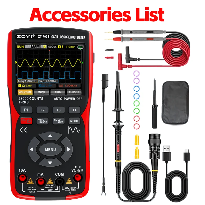 

Модернизированный осциллограф 3-в-1, мультиметр, генератор сигналов: 50 МГц, полоса пропускания 200/280 мс, скорость, двухканальный, счетчик 25000