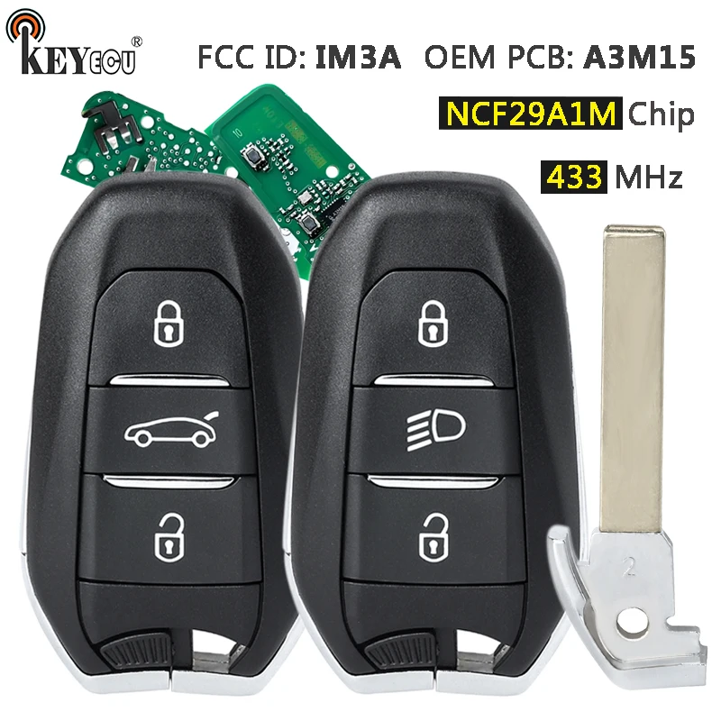 

KEYECU 434MHz NCF29A1M Chip IM3A OEM PCB A3M15 Smart Remote Key Fob for Peugeot 307 308 3008 508 5008 Citroen C3 C4 2021-2025