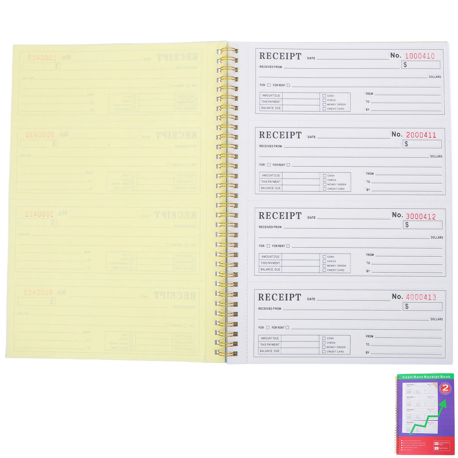 Receipt Book 1-1/8" X 25/32" Copy Receipt Booklet For Small Business Order Management Income Expense Tracker Spiral Bound