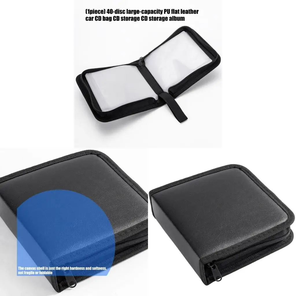 Large 40 CDs Carrying Wallet PU Leather Construction Secure Disc Retention