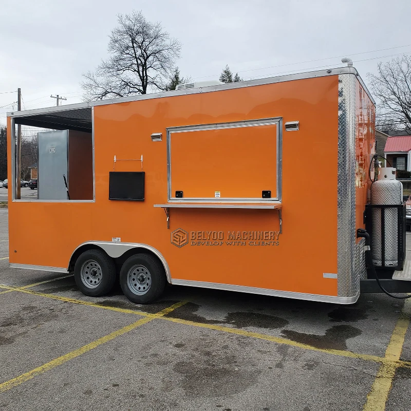 Belyoo Mobile Food Trailer Street Food Ice Cream Truck Pizza Juice Vending Cart Outdoor Trailer Food Truck With Full Kitchen