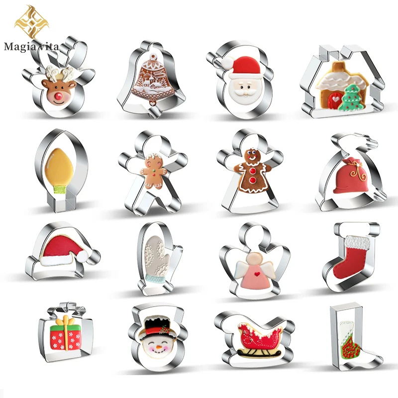 

Christmas Cookie Embosser Mold Cutters Moulds Cute Sugar Biscuit Stamp DIY Fondant Pastry Decorating Baking Kitchen Cake Tools