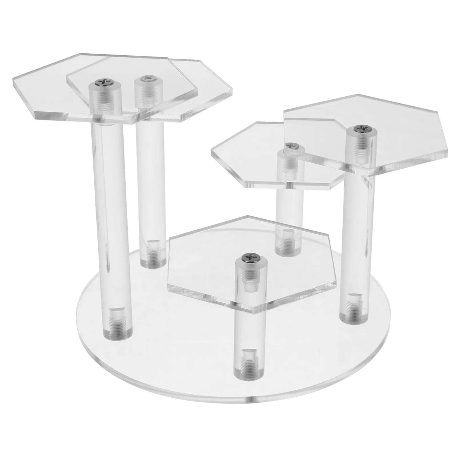 Acrylic Display Stand Hexagonal Clear Riser for Jewelry Perfume Cosmetics Collectibles Display Shelf Acrylic Cupcake Stand